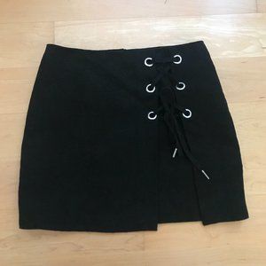 Divided H&M Lace Up Faux Suede Miniskirt